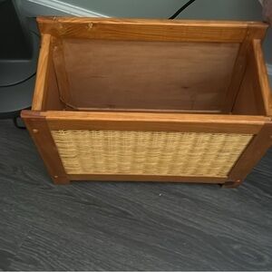 Wooden Storage Basket with Woven Accents